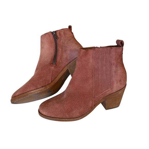 Frye Shoes - Frye Women's Alton Chelsea Leather Suede Ankle Boot Size 6 Booties Rosewood Heel